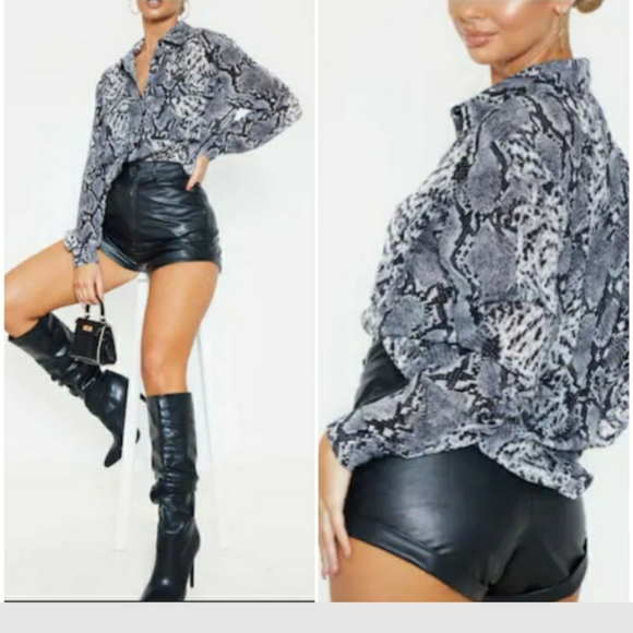 PrettyLittleThing Tops - Pretty Little Thing Snake Print Chiffon Sh…